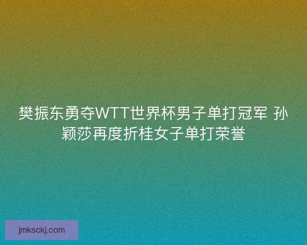 樊振东勇夺WTT世界杯男子单打冠军 孙颖莎再度折桂女子单打荣誉