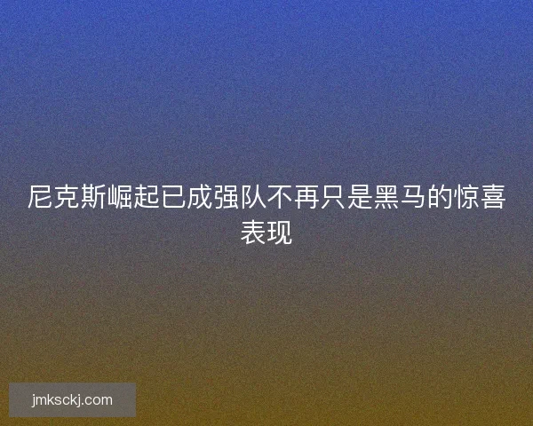 尼克斯崛起已成强队不再只是黑马的惊喜表现